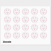 Sticker Rond Lapin Baby shower rose (Feuille)
