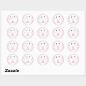 Sticker Rond Lapin Baby shower rose (Feuille)