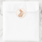 Sticker Rond Lapin bébé avec fleur rose (Sac)