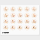 Sticker Rond Lapin Bébé Mignon Fleurs Roses (Feuille)