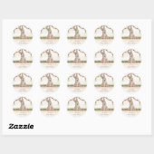 Sticker Rond Lapin Bébé Pêche Ivoire Sage (Feuille)