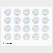 Sticker Rond Lapin blanc - Bleu (Feuille)