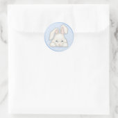 Sticker Rond Lapin blanc - Bleu (Sac)