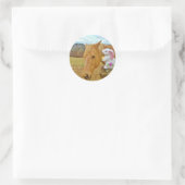 Sticker Rond Lapin blanc et cheval jaune blond (Sac)