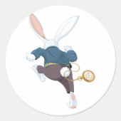 Sticker Rond Lapin Blanc Qui S'Éloigne (Devant)