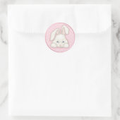Sticker Rond Lapin Blanc - Rose (Sac)