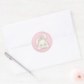 Sticker Rond Lapin Blanc - Rose (Enveloppe)