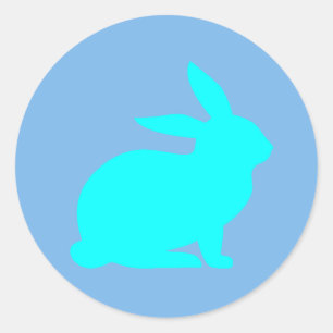 Sticker Rond Lapin bleu