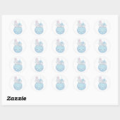 Sticker Rond Lapin Bleu assis sur une lune (Feuille)