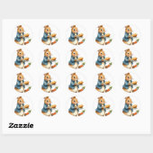 Sticker Rond Lapin Boulanger (Feuille)