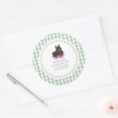 Sticker Rond Lapin Brun Daisy Et Gingham (Enveloppe)