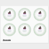 Sticker Rond Lapin Brun Daisy Et Gingham (Feuille)
