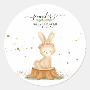Sticker Rond Lapin bunny faune forêt bébé