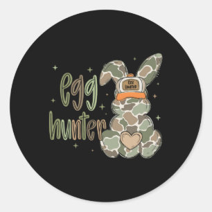 Sticker Rond Lapin Chasseur D'Oeufs Avec Casquette Byckward Cha