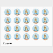 Sticker Rond Lapin classique assis dans une marmite (Feuille)