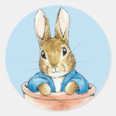 Sticker Rond Lapin classique assis dans une marmite (Devant)