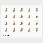 Sticker Rond Lapin comme coureur avec serviette (Feuille)