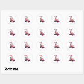 Sticker Rond Lapin comme Patineur Inline avec Patins Inline (Feuille)