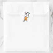 Sticker Rond Lapin comme Peintre avec pinceau (Sac)