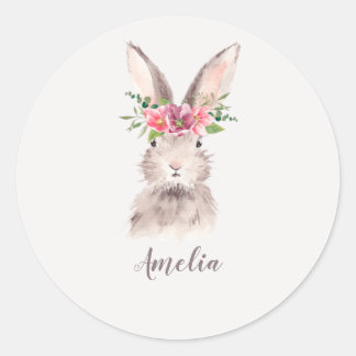 Sticker Rond Lapin Cute Personnalisé
