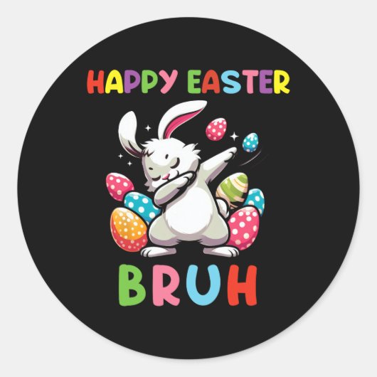 Sticker Rond Lapin Dabing Pâques Bruh2 (Devant)