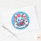 Sticker Rond Lapin d'amour pour la Saint-Valentin (Enveloppe)