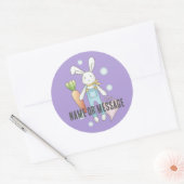 Sticker Rond Lapin d'animal farci perso personnalisé violet mou (Enveloppe)