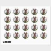 Sticker Rond Lapin dans une patte de chou (Feuille)