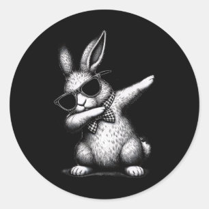 Sticker Rond Lapin dansant - Pâques Panier Stuffer Cool Bunny
