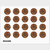 Sticker Rond Lapin d'automne sur brun (Feuille)