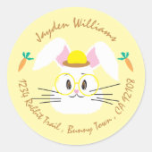 Sticker Rond Lapin de dessin animé blanc scelle une enveloppe j (Devant)