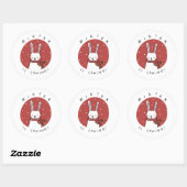 STICKER ROND LAPIN DE FÊTE AVEC ÉCHARPE L'HIVER ARRIVE (Feuille)