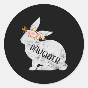 Sticker Rond Lapin de fille assorti à la famille floral lapin d