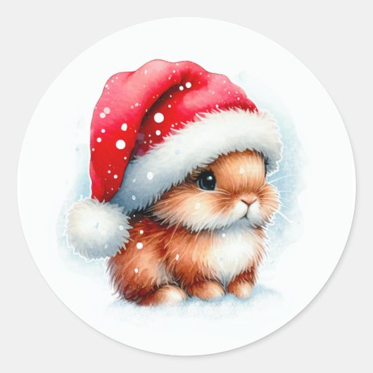 Sticker Rond Lapin de Noël (Devant)