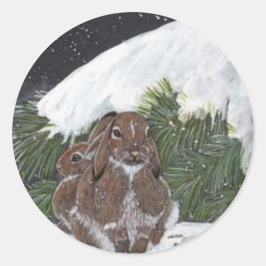 Sticker Rond Lapin de Noël (Devant)