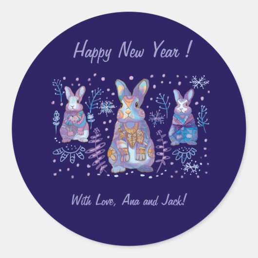 Sticker Rond Lapin de Noël (Devant)