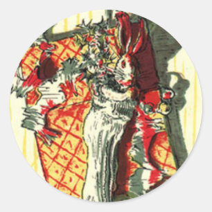 Sticker Rond Lapin de Noël