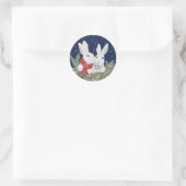 Sticker Rond Lapin de Noël Lapin Neige Vert Vacances Art (Sac)