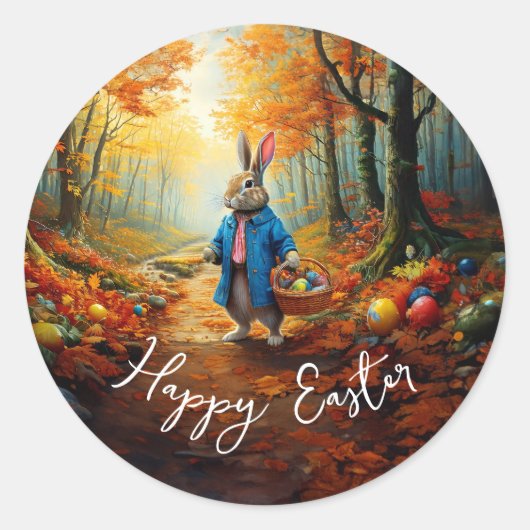 Sticker Rond Lapin de Pâques (Devant)