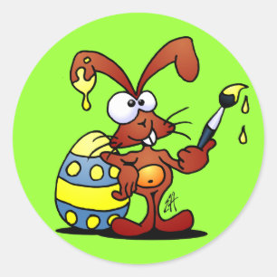 Sticker Rond Lapin de Pâques