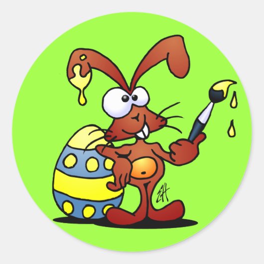 Sticker Rond Lapin de Pâques (Devant)