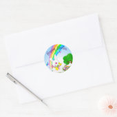 Sticker Rond Lapin de Pâques au printemps mignon arc-en-ciel co (Enveloppe)