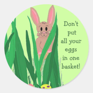Sticker Rond Lapin de Pâques avec citation