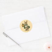 Sticker Rond Lapin de Pâques avec Lanterne (Enveloppe)