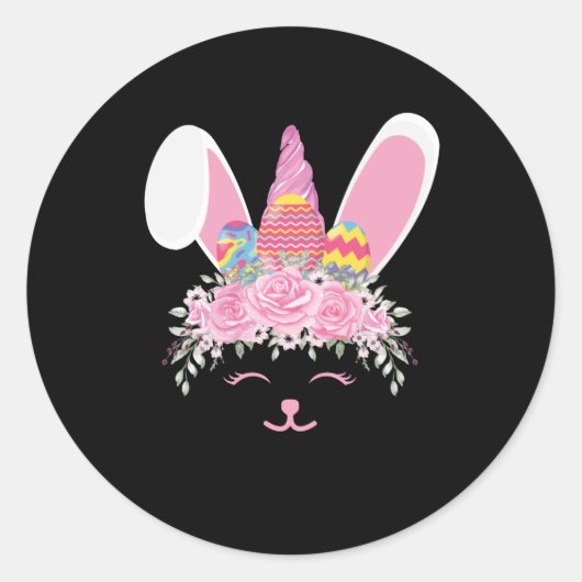 Sticker Rond Lapin De Pâques Avec Oeufs De Pâques (Devant)