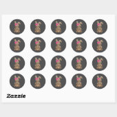 Sticker Rond Lapin de Pâques Coquette Arc Léopard (Feuille)