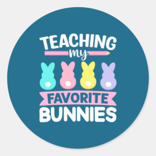Sticker Rond Lapin de Pâques enseignant favori