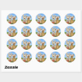 Sticker Rond Lapin de Pâques et ami (Feuille)