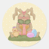 Sticker Rond Lapin de Pâques et Lil' Chick (Devant)