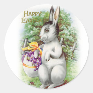 Sticker Rond Lapin de Pâques Floral